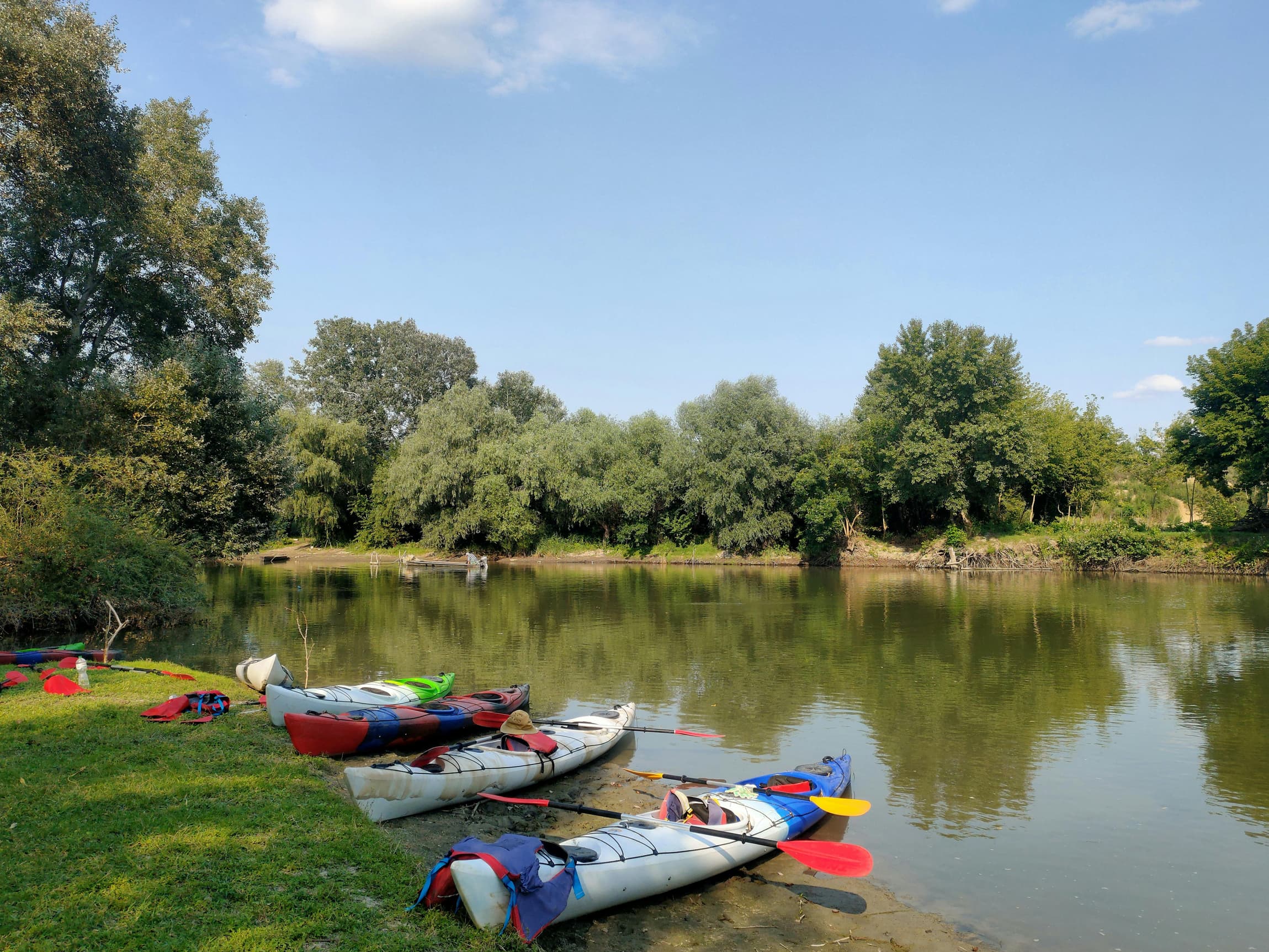 Kayaks on a Canadian lake